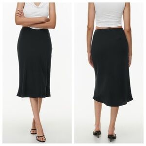 Wilfred Devotion Skirt Crepette Slip Midi Soft Drape Wrinkle-Free Black Aritzia